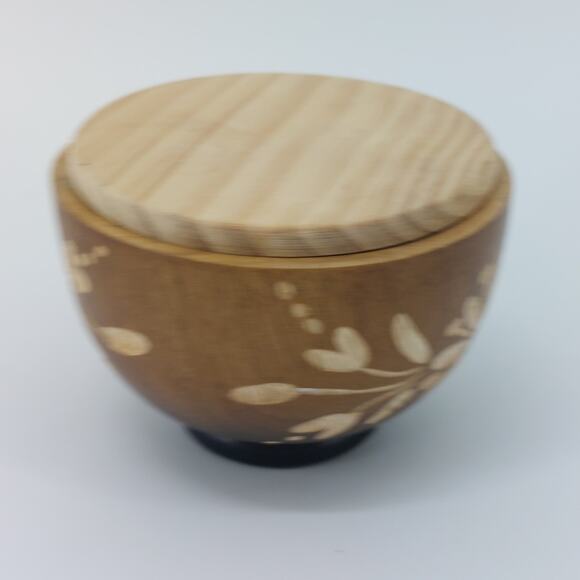 Wooden Trinket Wooden Box Bow Hand Carved Flower - Picture 8 of 12